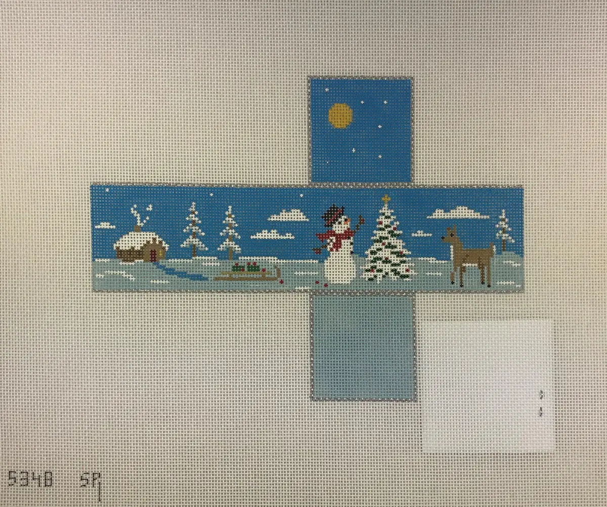 Susan Roberts Needlepoint Design, Inc 5348 Snowman Decorating Tree Cube 1