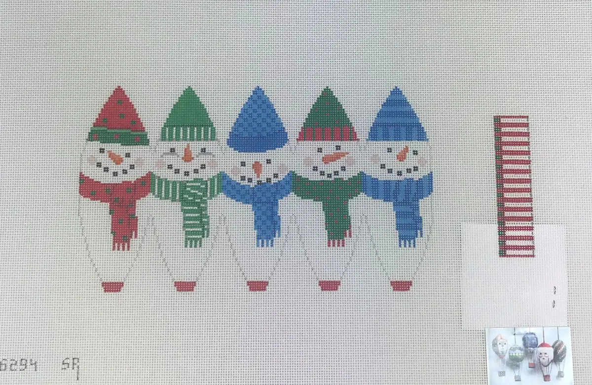 * Susan Roberts Needlepoint Designs 6294 Snowman Hot Air Balloon 1