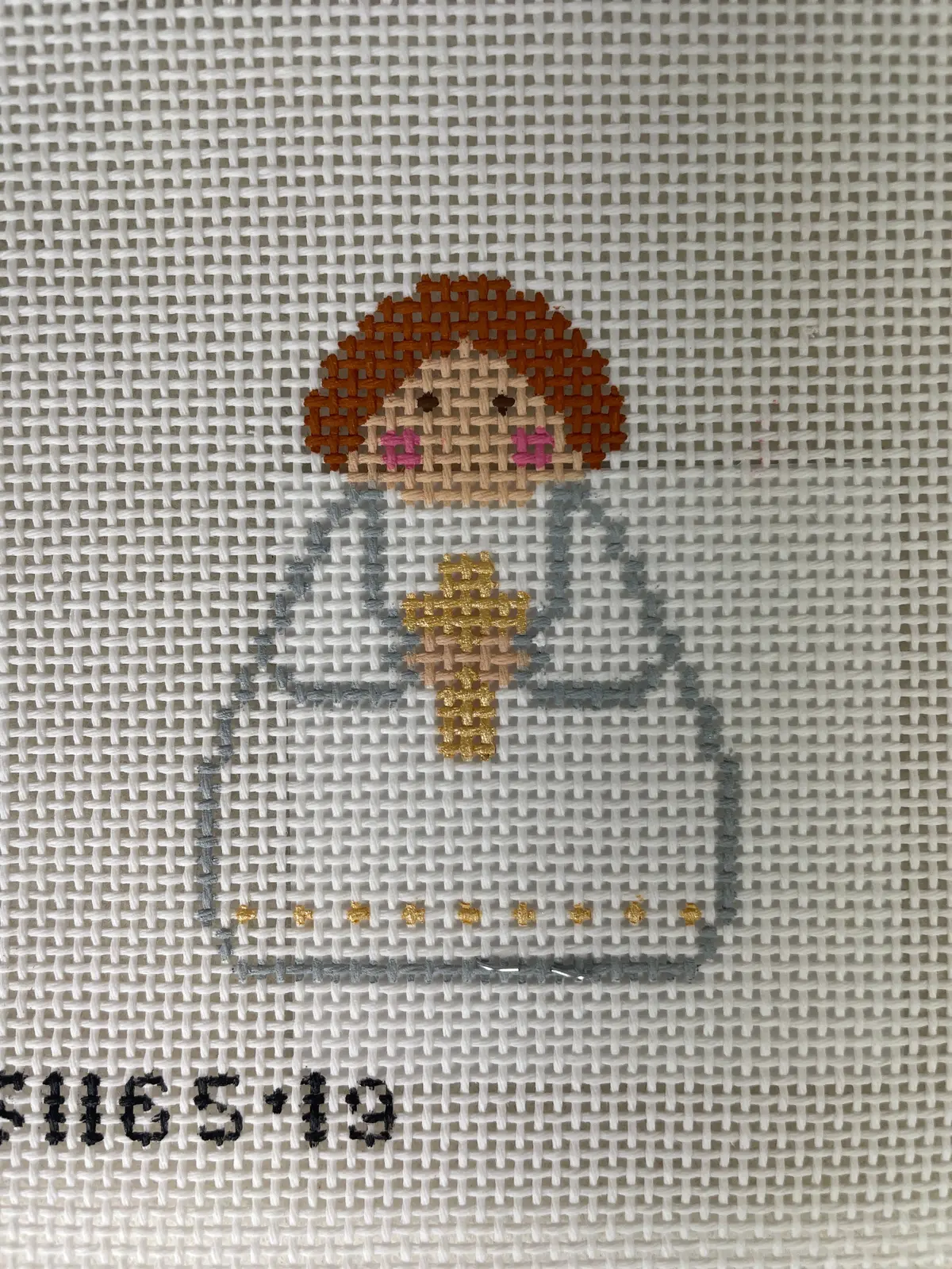 Stitch It's Si165-19 White Angel With Gold Cross 1