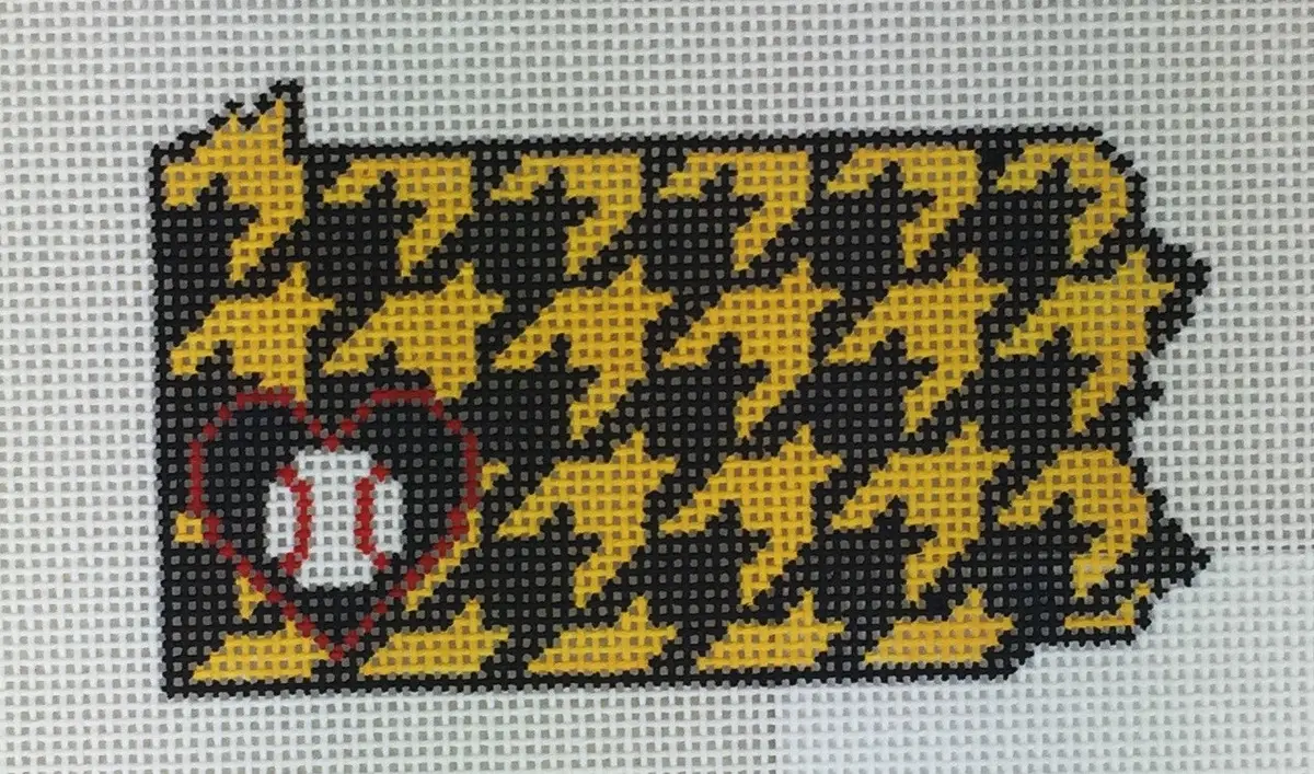 * Kimberly Ann Needlepoint L5-Pa Pittsburgh Houndstooth Baseball 1