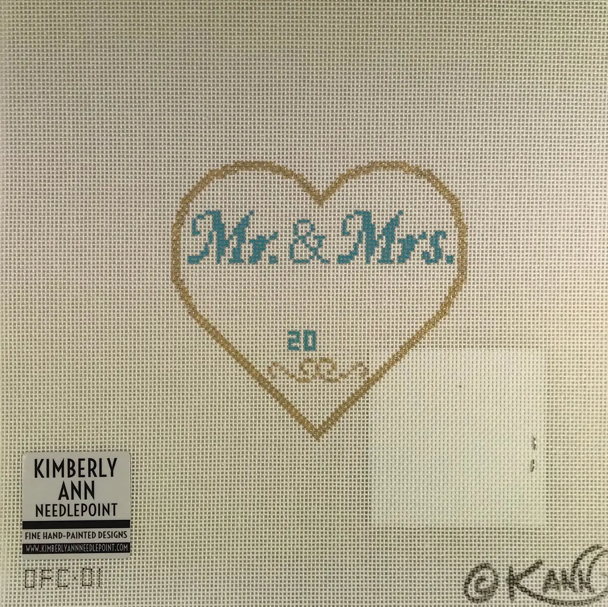 Kimberly Ann Needlepoint Ofc01 Mr. & Mrs. Heart 1