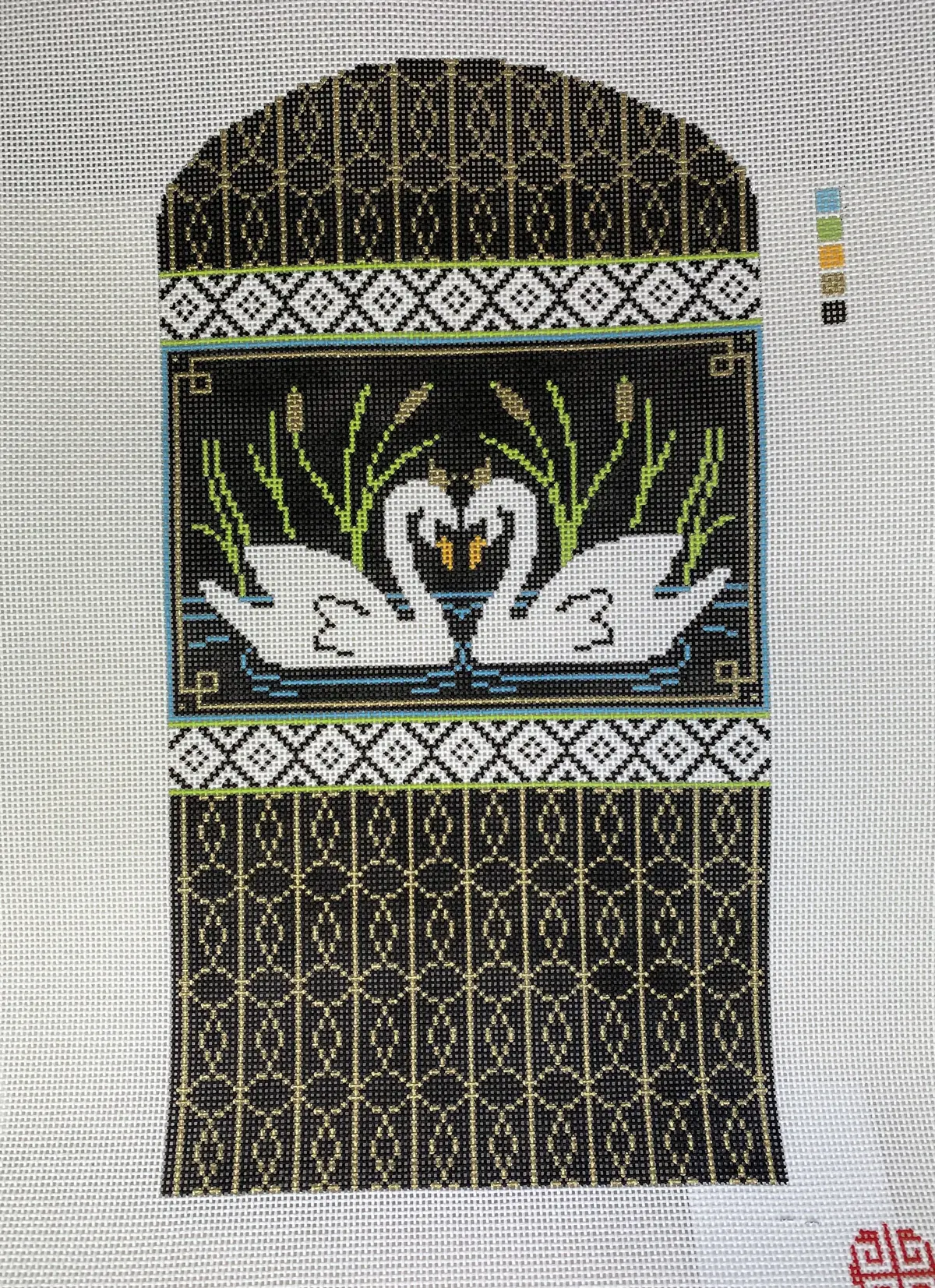 * Jenny Henry Psjh003 Swans With Geometric 1