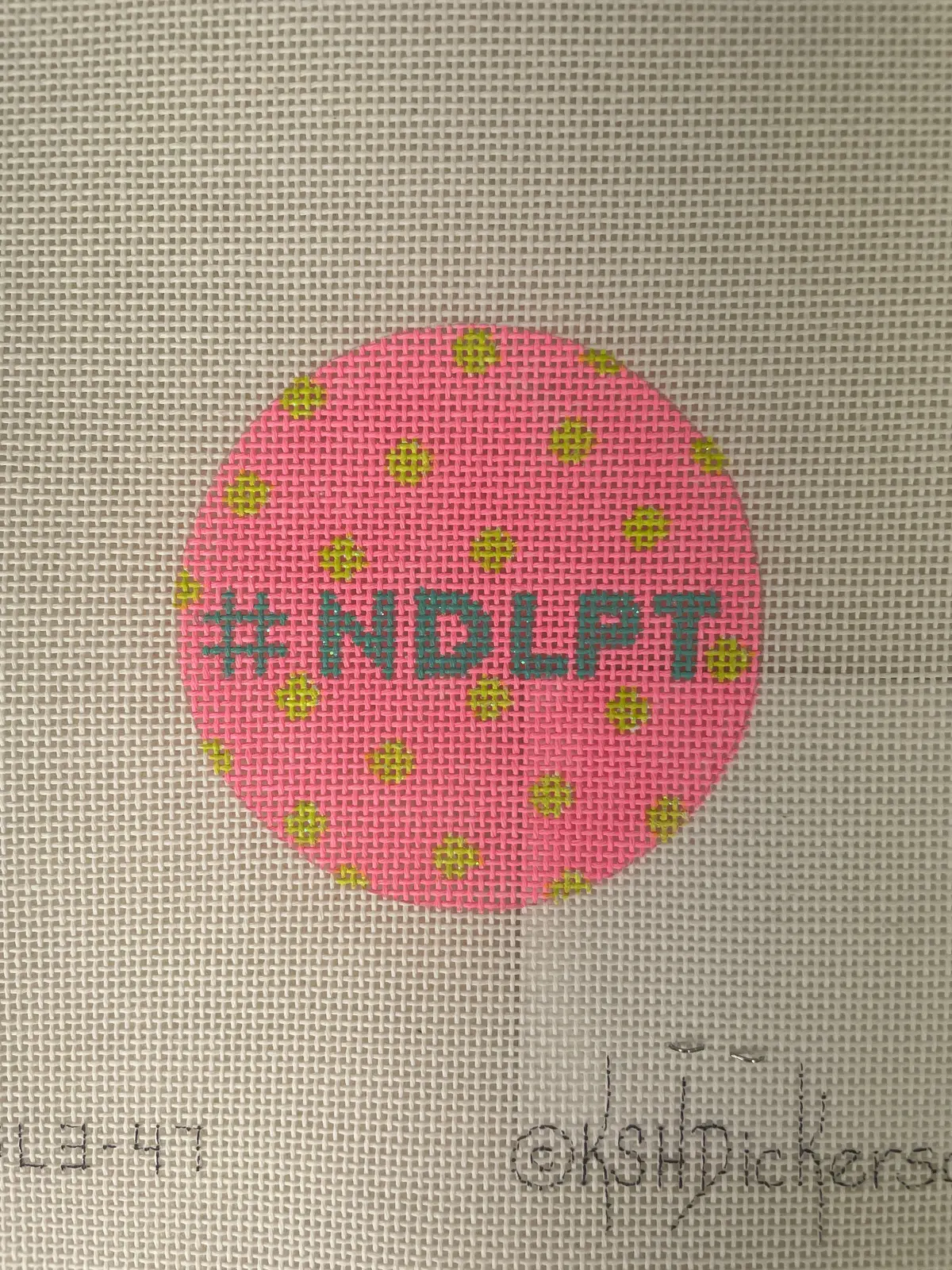 * Kate Dickerson Insl3-47 Planet Earth Lee 3" Round- #Ndlpt Hot Pink With Lime And Turquois 1