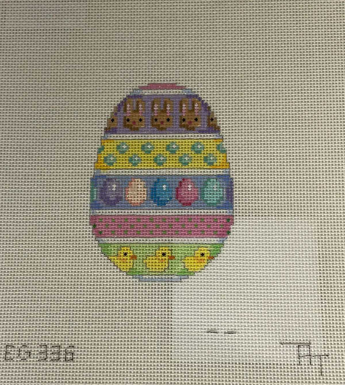 * Associated Talents Eg336 Bunnies/ Eggs/ Chicks Horizontal Striped Egg 1