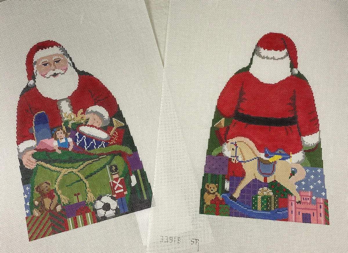 * Susan Roberts Needlepoint 3391F/B Santa With Toy Bag Tree Topper- Front/Back 1