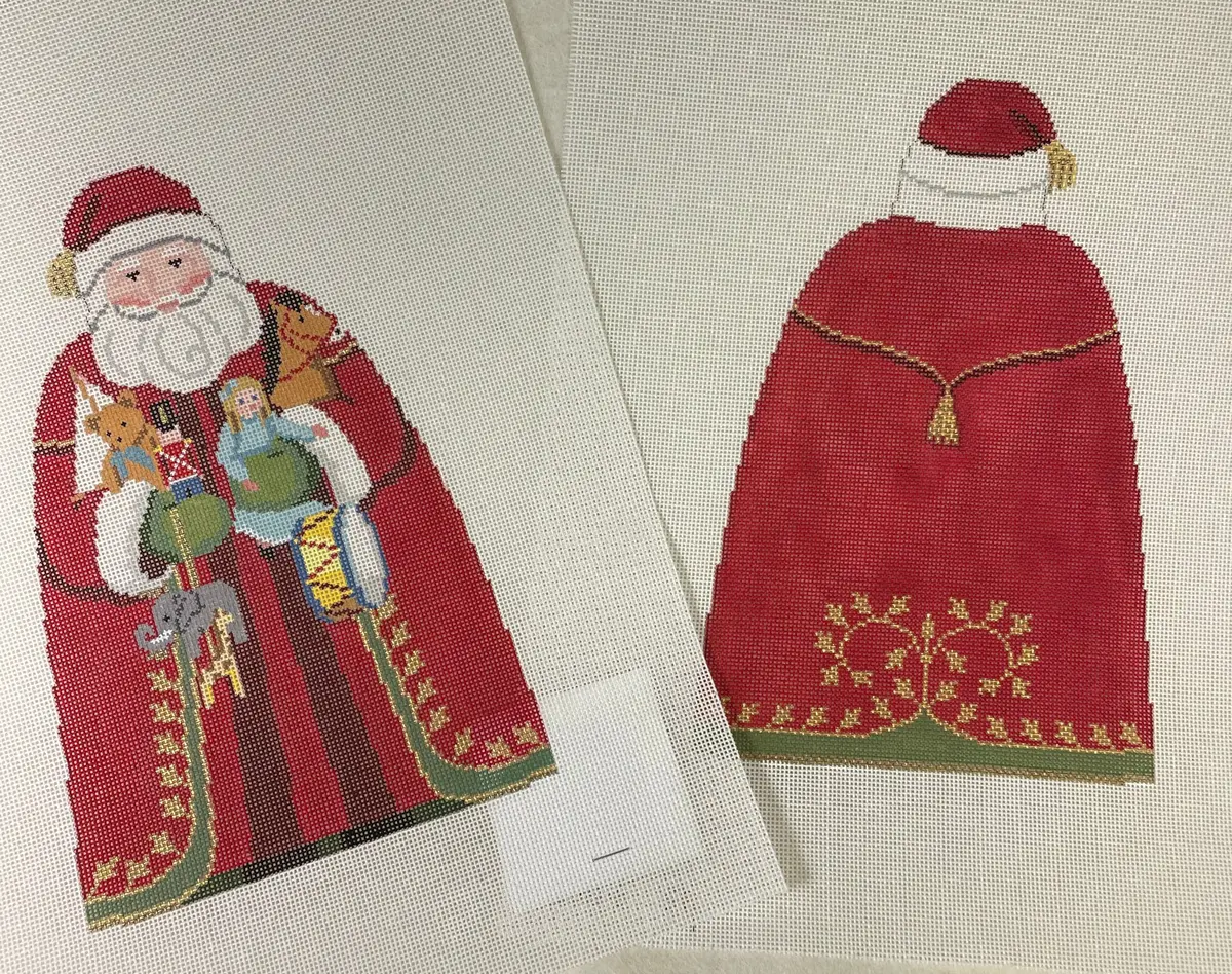 * Susan Roberts Needlepoint 3398F/B Santa With Toys Tree Topper- Front/Back 1