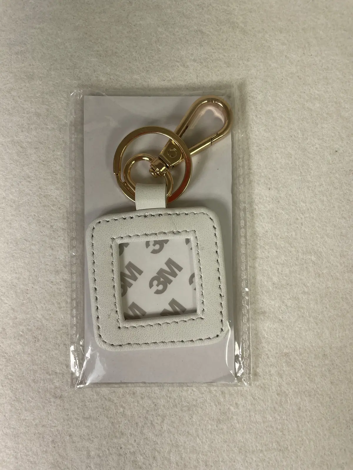 * Blue Waters Needlepoint Leather Key Fob-  White With Gold Hardware 1