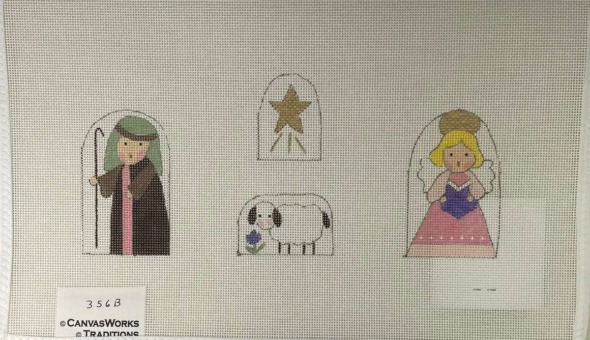 * Canvasworks Traditions 356B Shepherd, Angel, Lamb And Star Nativity 1