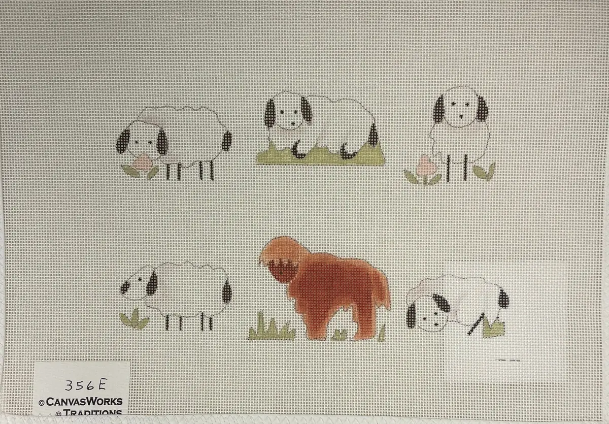 * Canvasworks Traditions 356E Sheep And Sheep Dog For Nativity 1