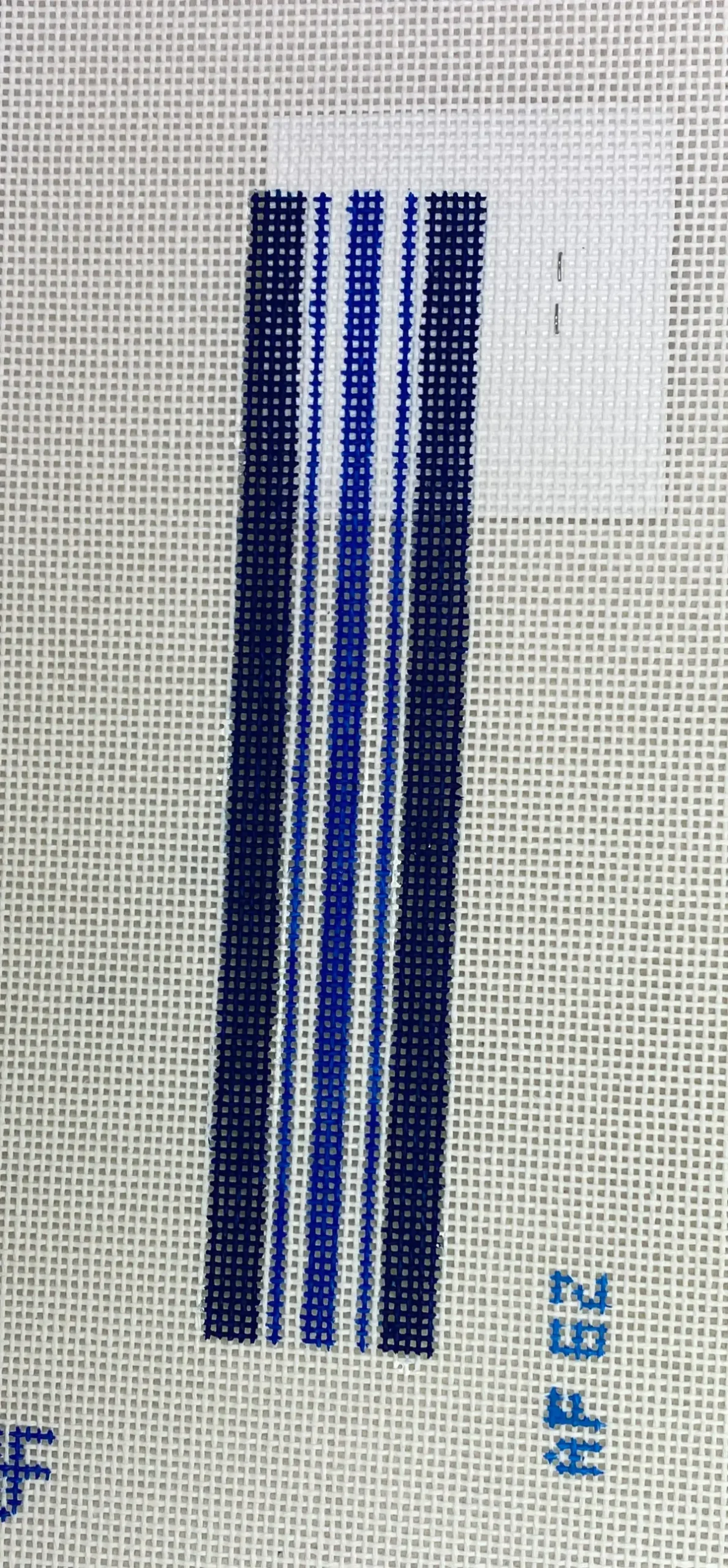 Anne Fisher Needlepoint Af62 Blue Stripe Key Fob 1