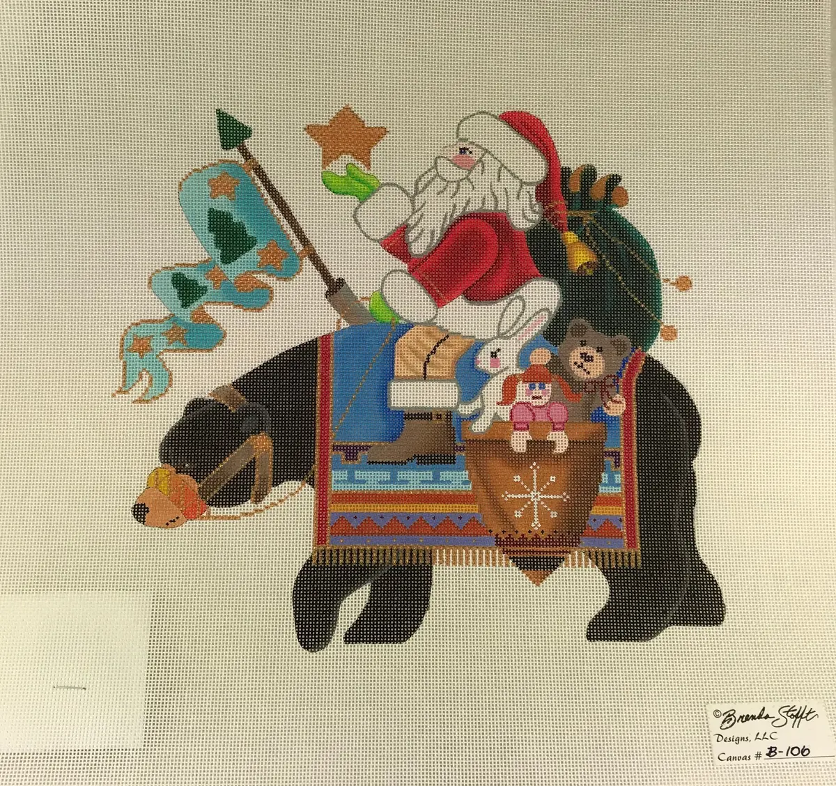 * Sale Brenda Stofft Design B106 Santa On Black Bear 1
