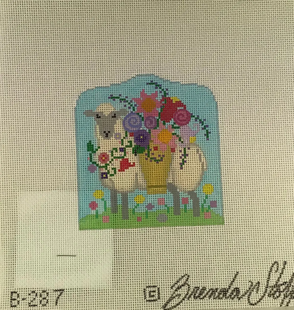 Brenda Stofft Design B287 Sheep With Flower Basket 1