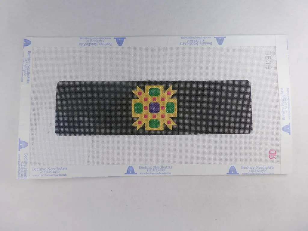* Sale- Rachel Donley Needlepoint Rd Bo30 Black Gold Jeweled Cuff 1