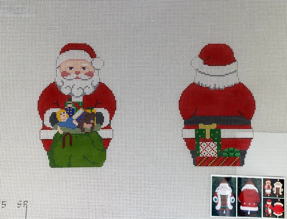 Susan Roberts Needlepoint 1235 Santa With Toy Bag - 2 Sided 1
