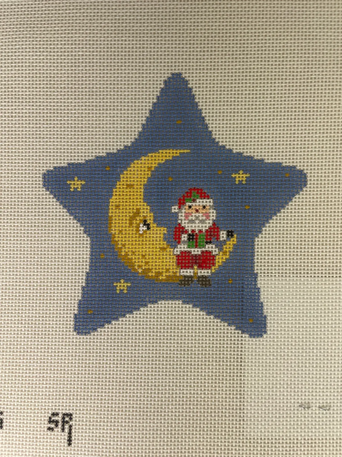 * Susan Roberts Needlepoint 5756 Star, Santa Sitting On The Moon 1