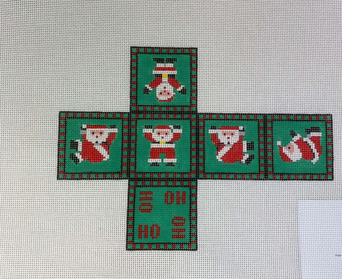 Susan Roberts Needlepoint 0206-18 Tumbling Santa Cube 1