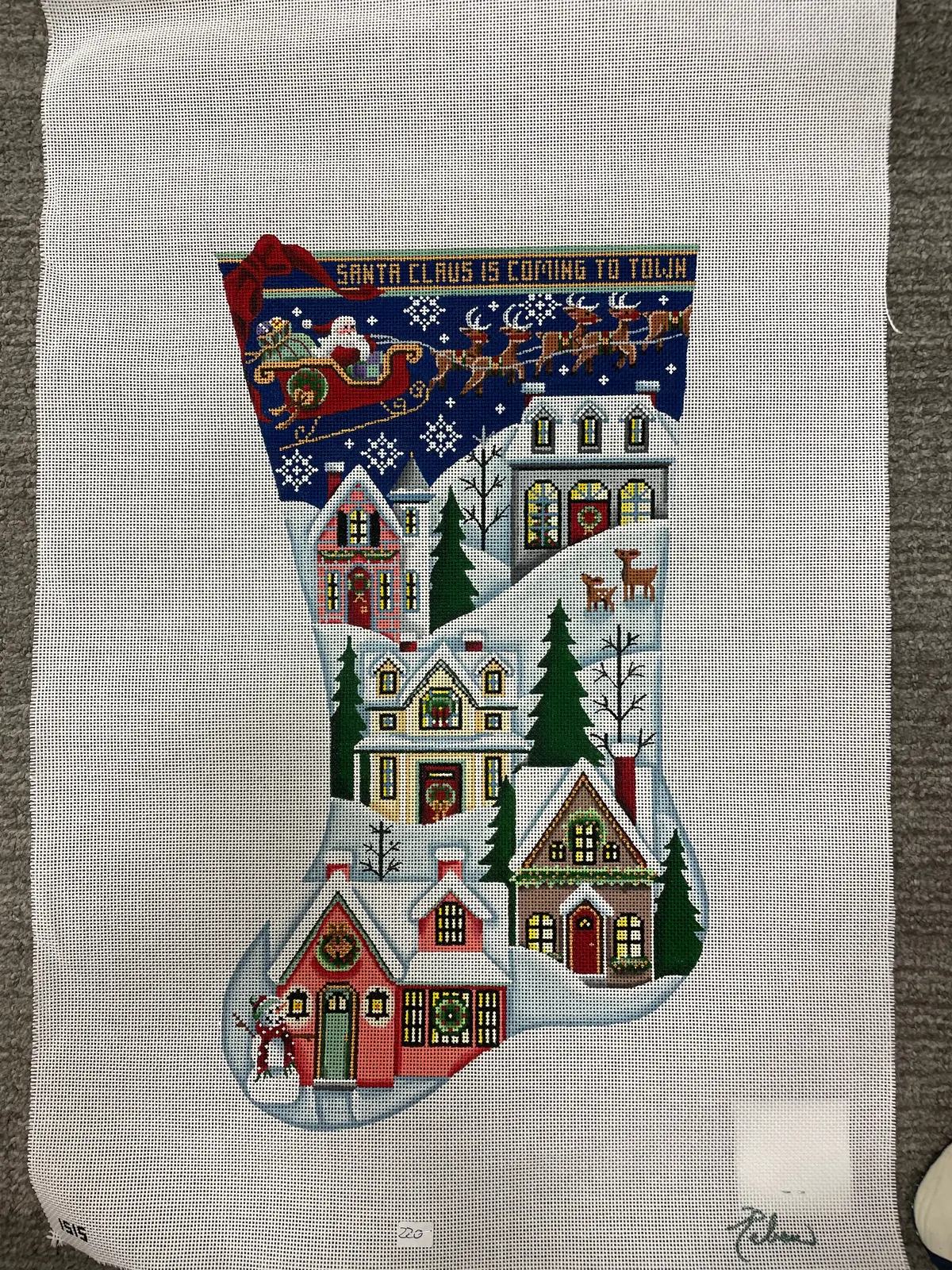 * Rebecca Wood 1515 Santa Claus Is Coming Stocking-13 Mesh 1