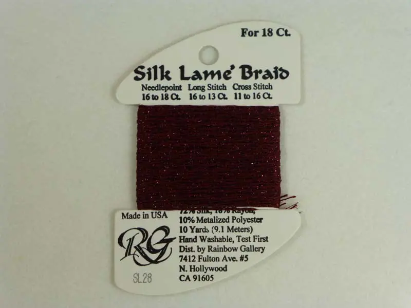 Silk Lame Braid Sl28 Burgundy 1