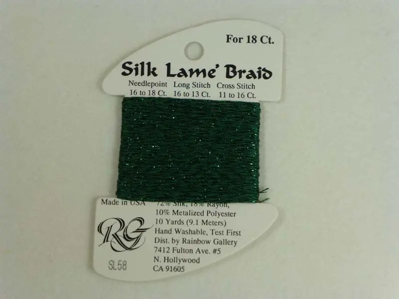 Silk Lame Braid Sl58 Dark Christmas Green 1