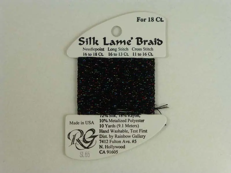 Silk Lame Braid Sl65 Black Sparkle 1