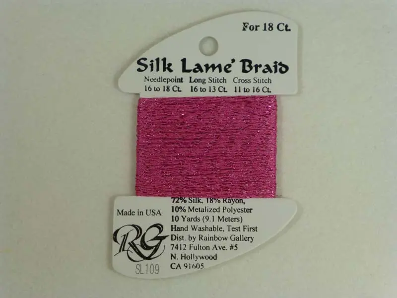Silk Lame Braid Sl109 Medium Raspberry 1