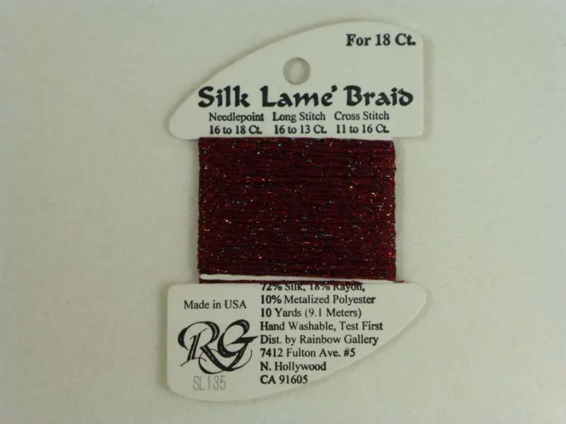 Silk Lame Braid Sl135 Red Sparkle 1