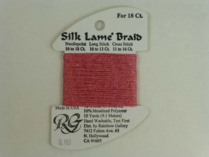 Silk Lame Braid Sl163 Medium Rose 1