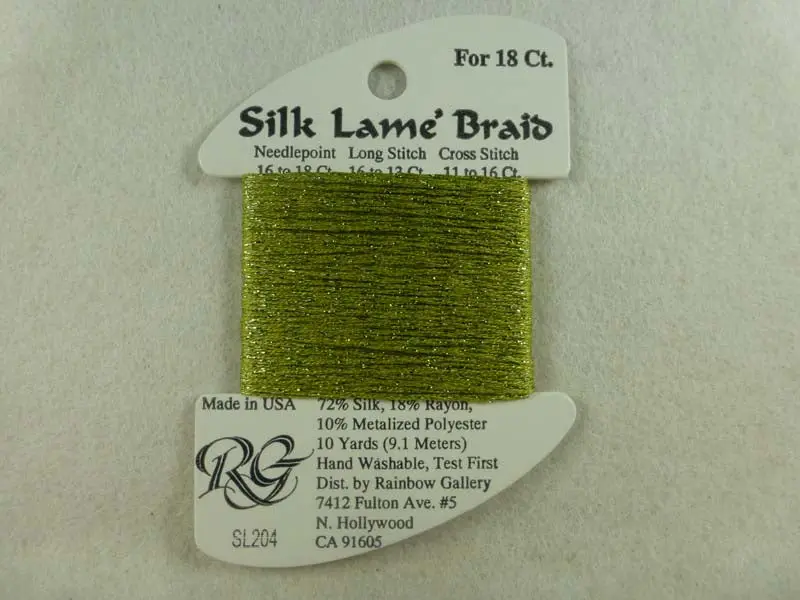 Silk Lame Braid Sl204 Green Olive 1
