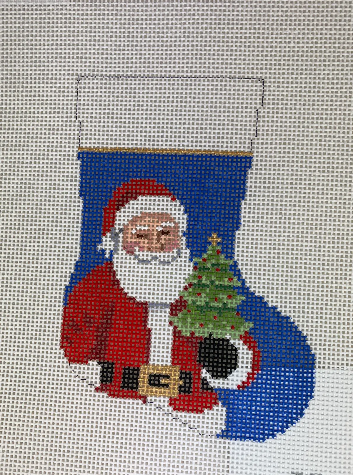 Susan Roberts Needlepoint 5468 Tree Santa Mini Stocking 1