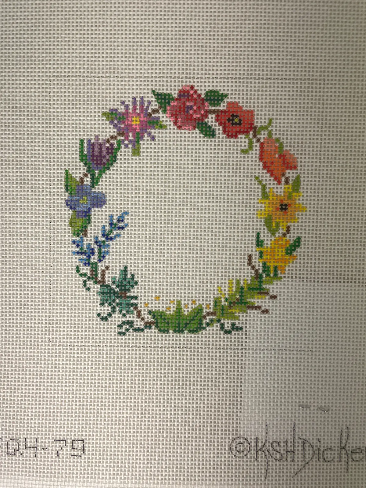 * Kate Dickerson Inssq4-79 4" Square Insert- Wildflower Wreath 1