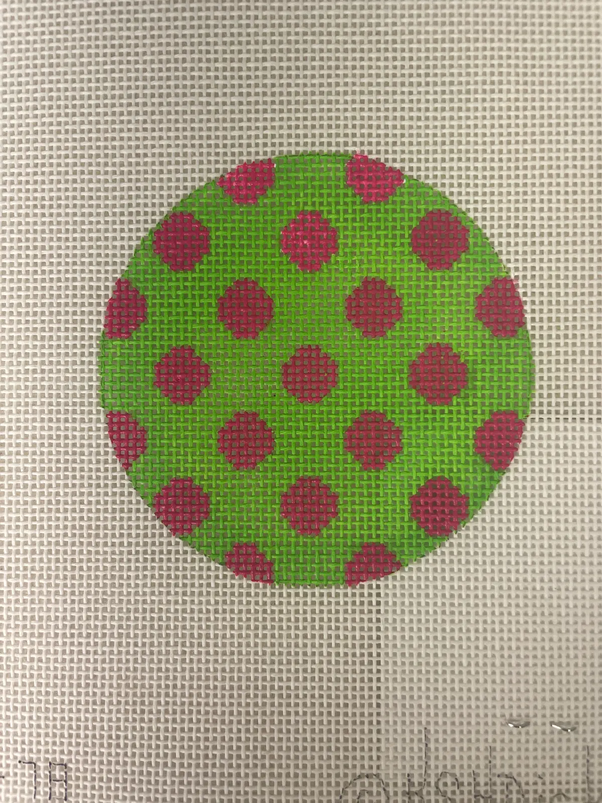 * Kate Dickerson Alb78 Bright Disk Letter- Kelly Green With Pink Dots 1