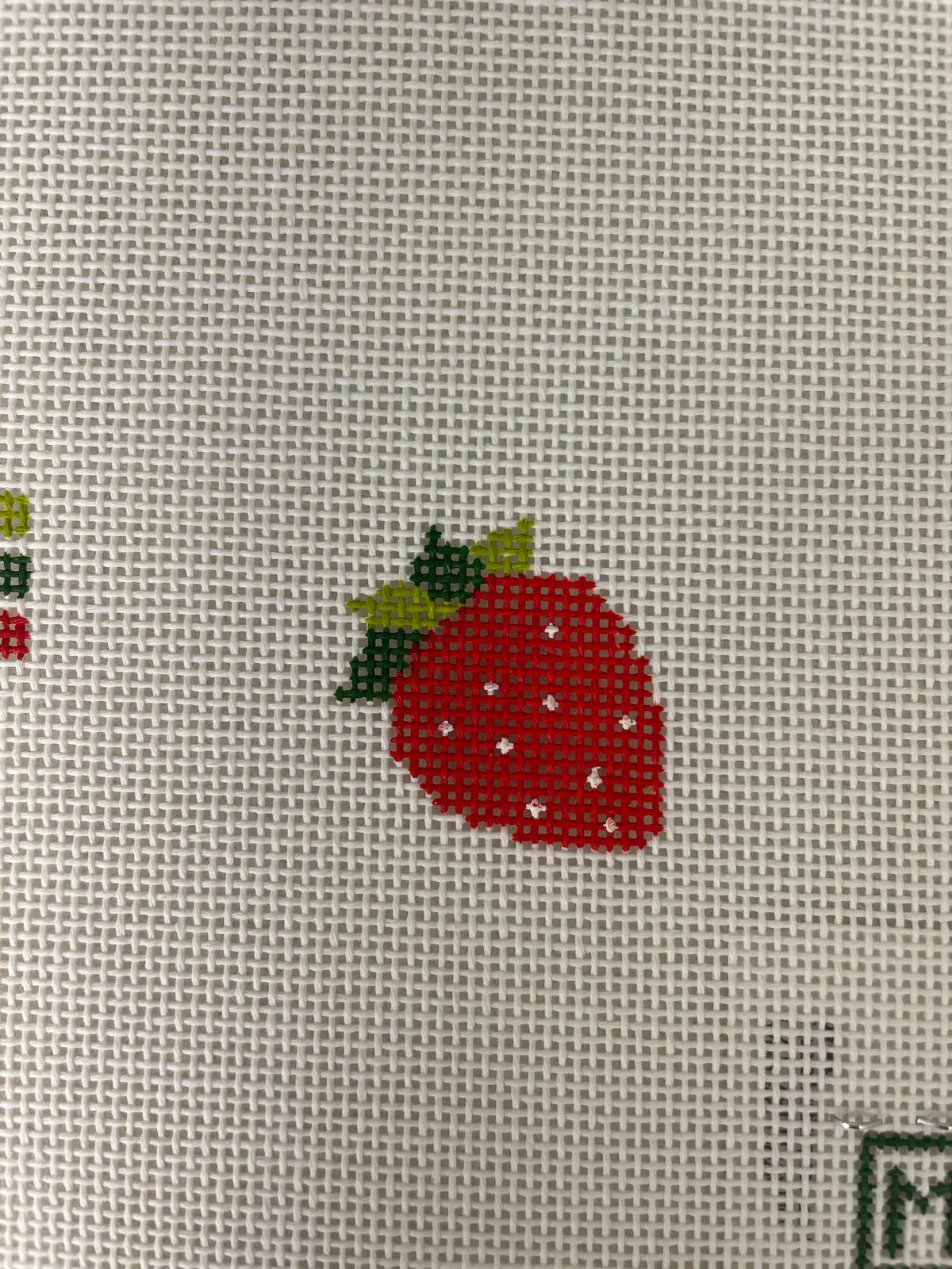 Mf Needlepoint Strawberry Mini Bag Charm 1