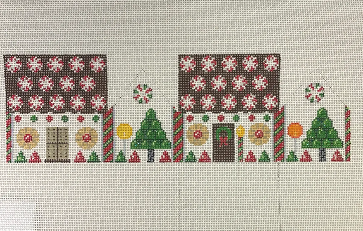 * Susan Roberts Needlepoint 5234-13 Peppermint Rounds 3D Gingerbread House 1
