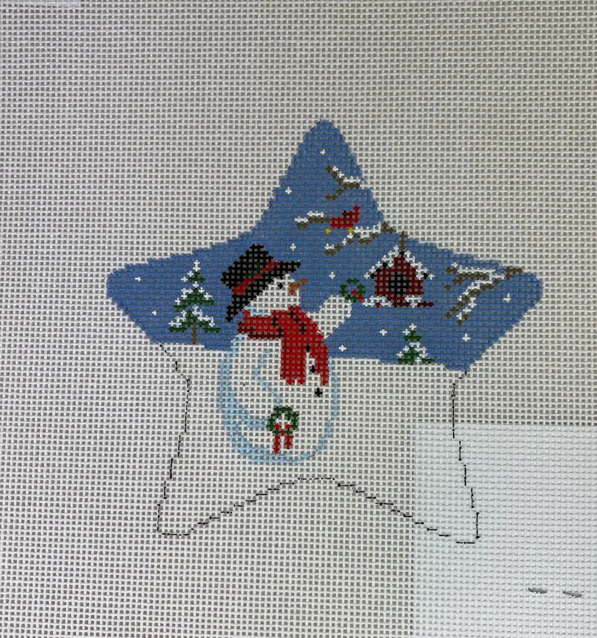 Susan Roberts Needlepoint 5764 Star, Snowman With Wreath 1