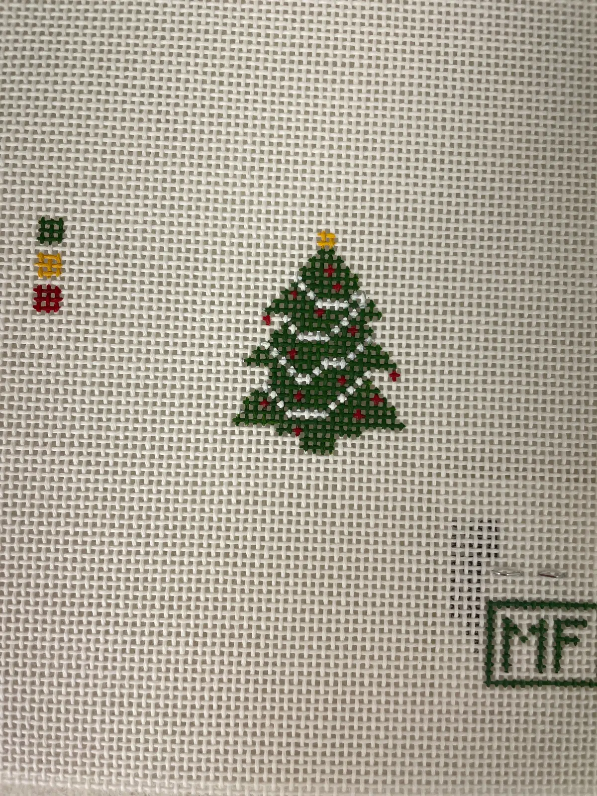 Mf Needlepoint Green Christmas Tree Mini Bag Charm 1