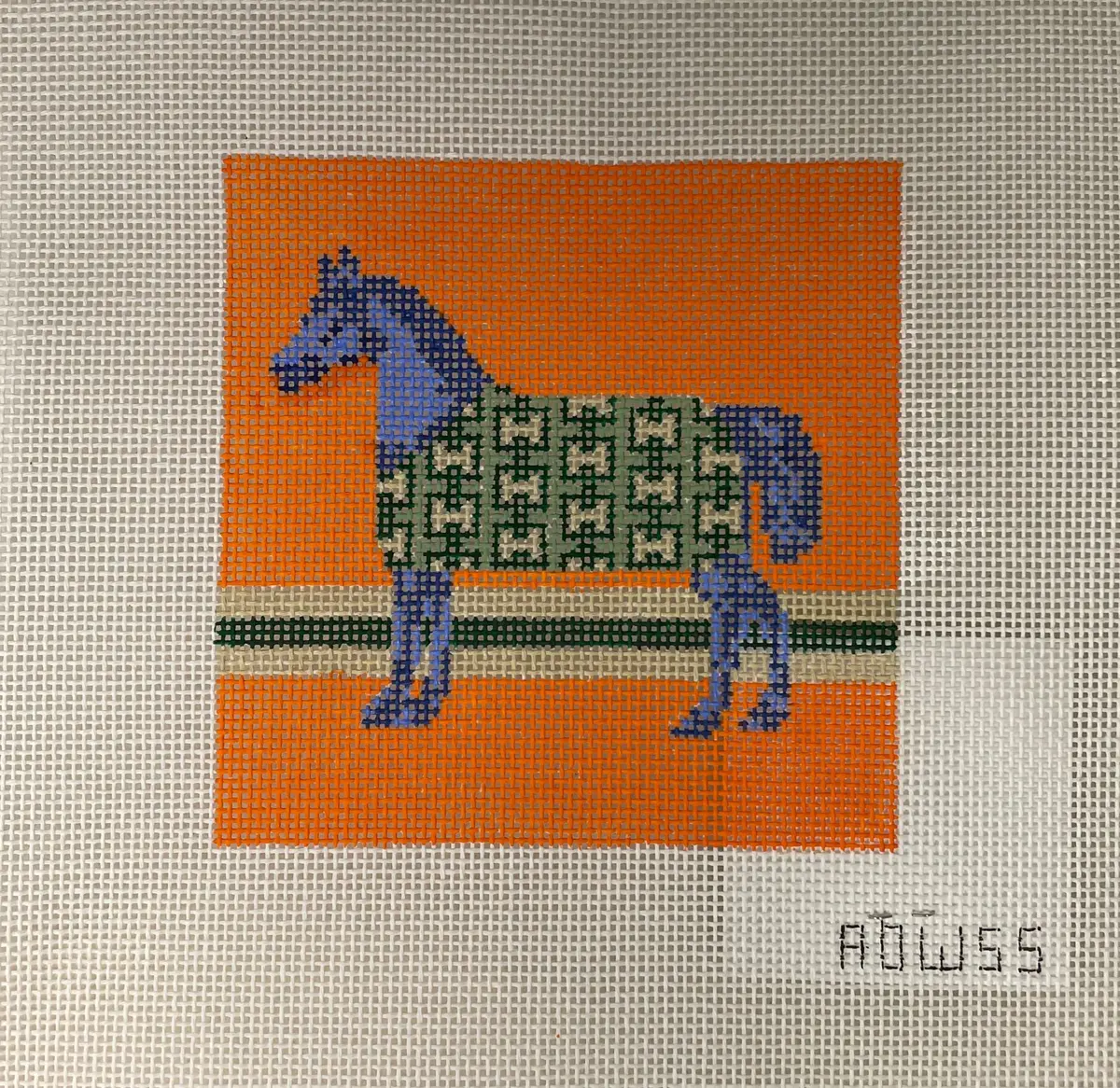 *August Design Works Adw55 Blue Horse Needlepoint Canvas 1