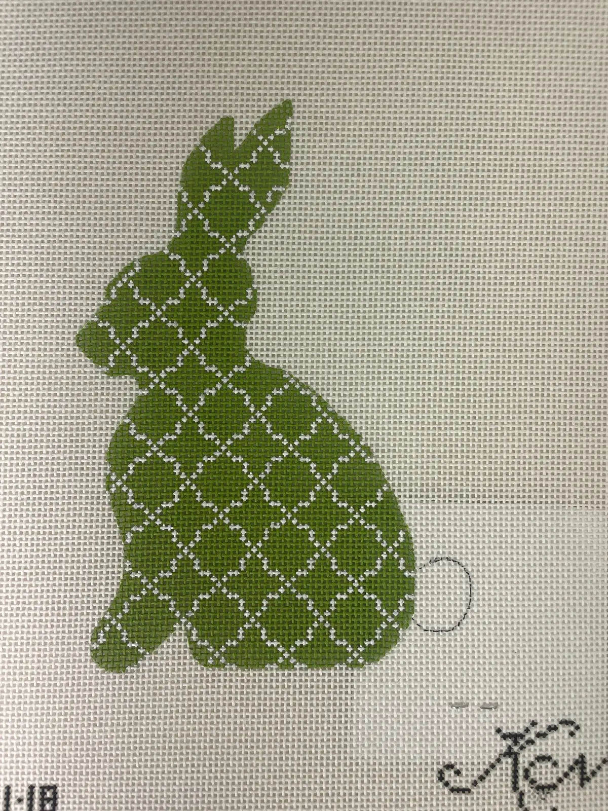 * Kelly Clark Needlepoint Kea61 Lime Quatrefoil Standing 1