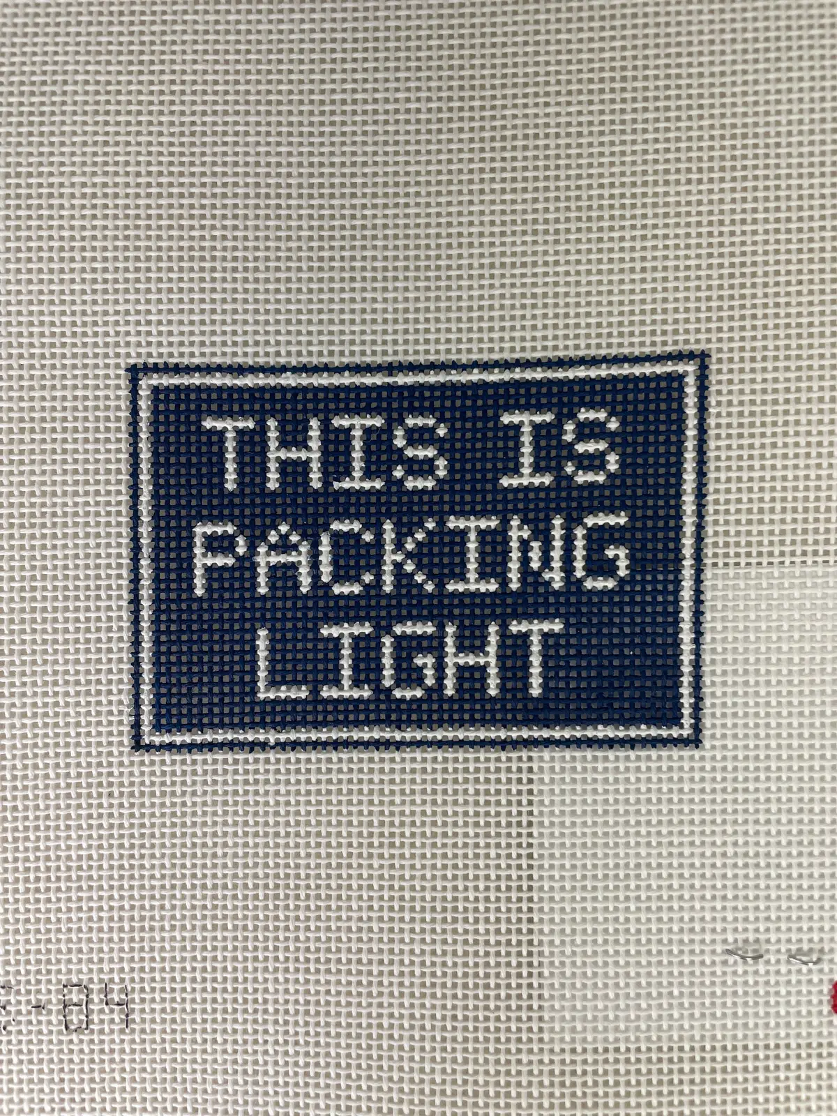 * What's The Stitch Needlepoint / This Is Packing Light Luggage Tag 1