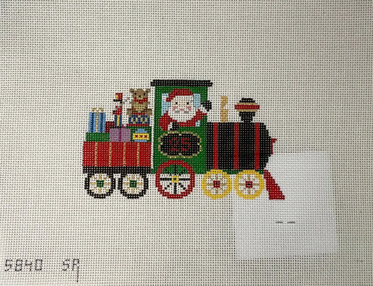 * Susan Roberts Needlepoint 5840 Santa Train Ornament 1