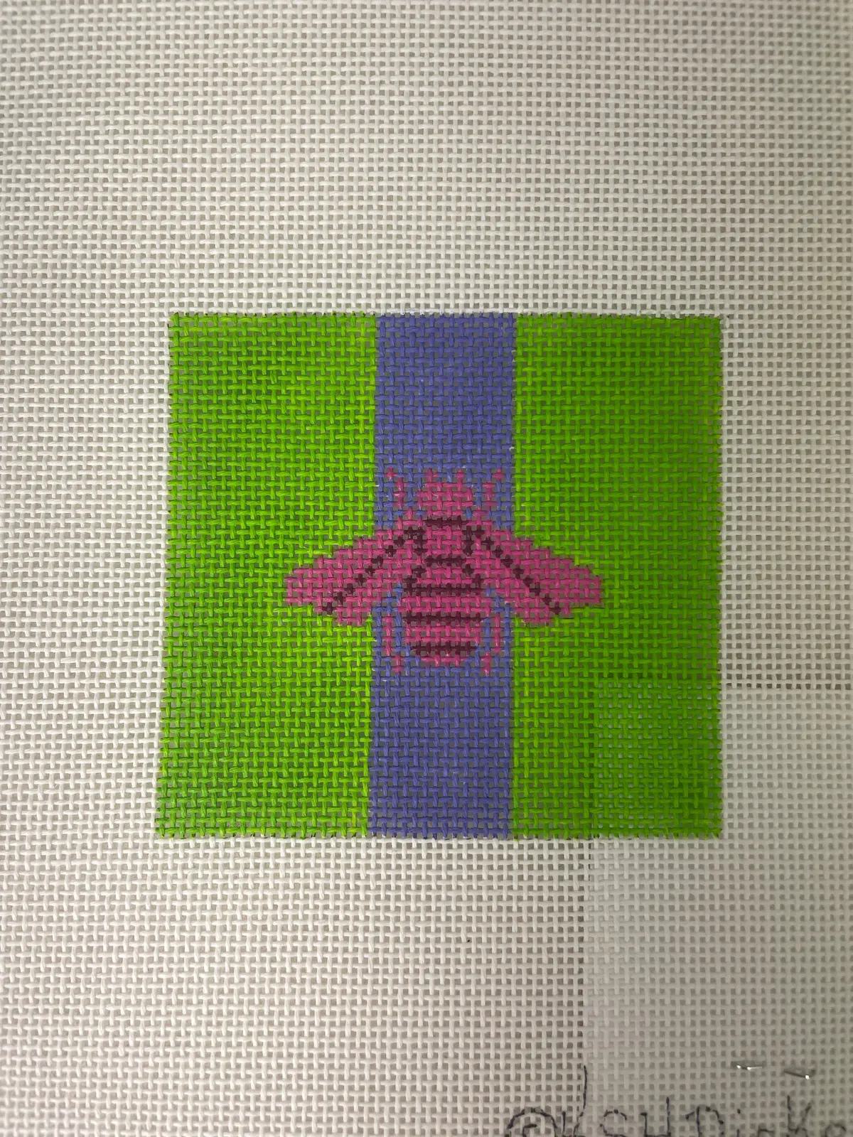* Kate Dickerson Inssq368 Planet Earth 3" Square- Gucci Bee- Magenta With Purple Stripe On Deep Lime 1