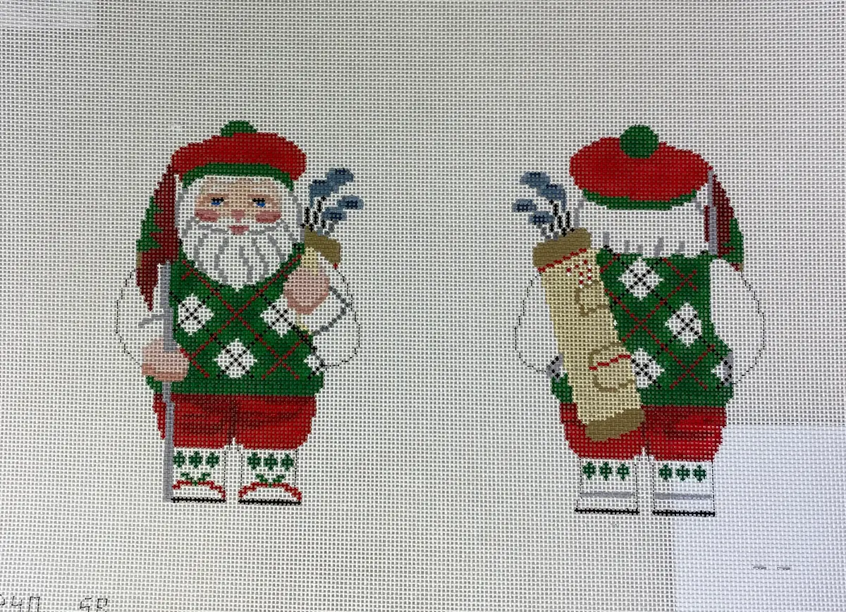 Susan Roberts Needlepoint 1240-18 Santa Golfing 1