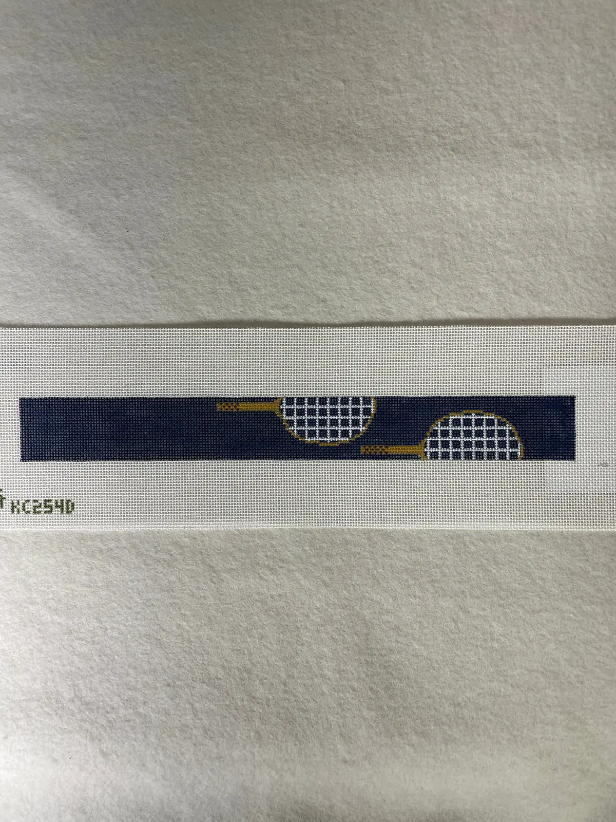 *Elm Tree Needlepoint Designs Kc2540d Tennis Rackets- Navy Loop Key Chain 1