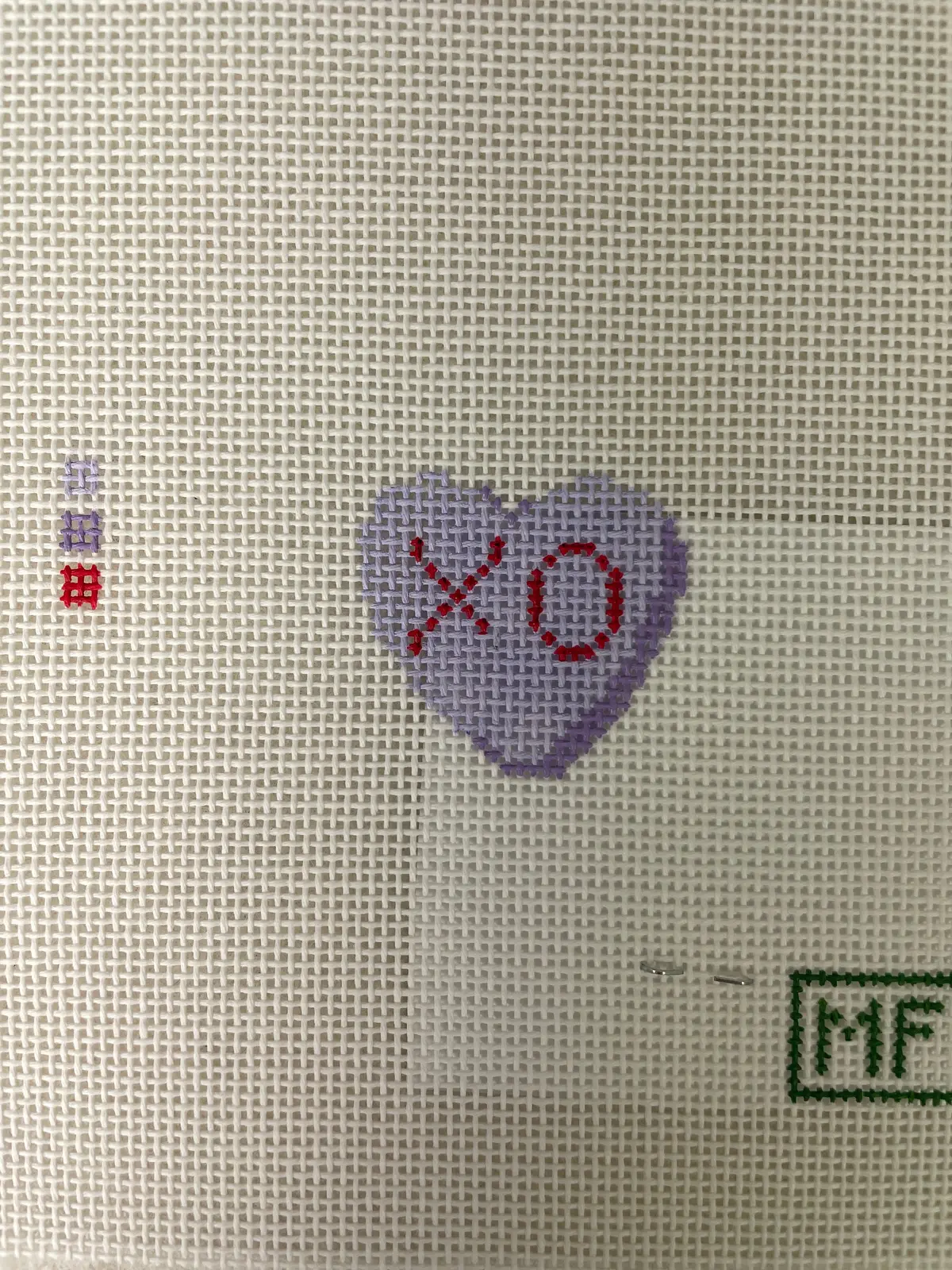 Mf Needlepoint Lavender Heart Mini Bag Charm 1