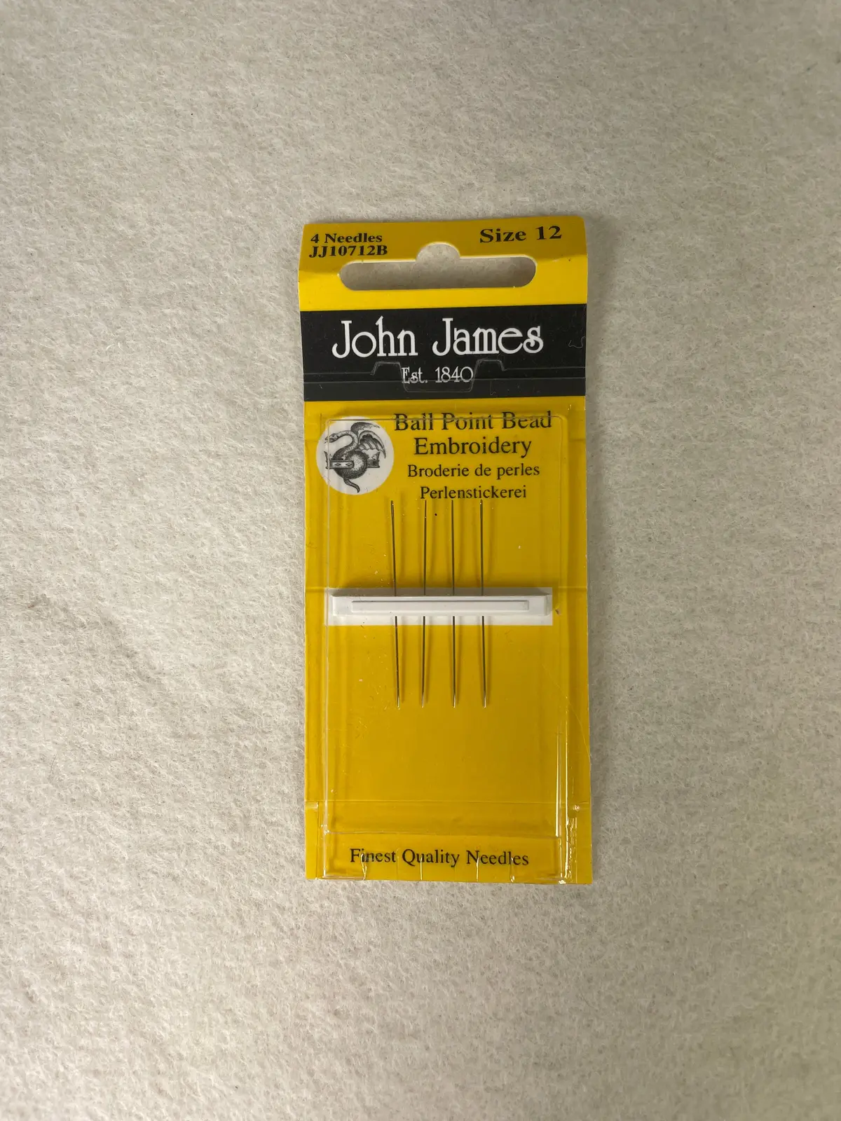 * John James Ball Point Bead Embroidery Needles- Size 12 1
