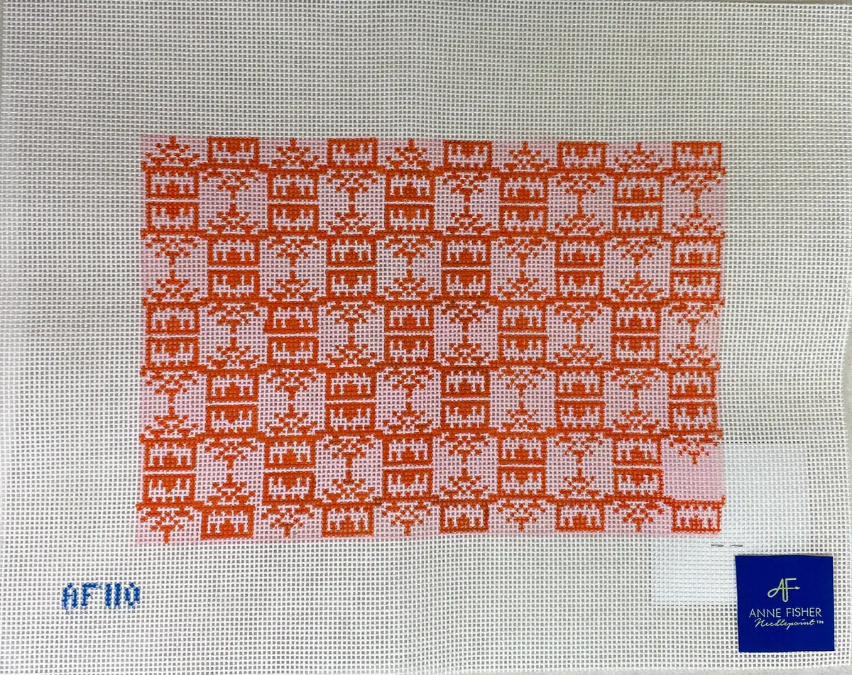 Anne Fisher Needlepoint Af110 Pink/Orange Pagoda Clutch 1
