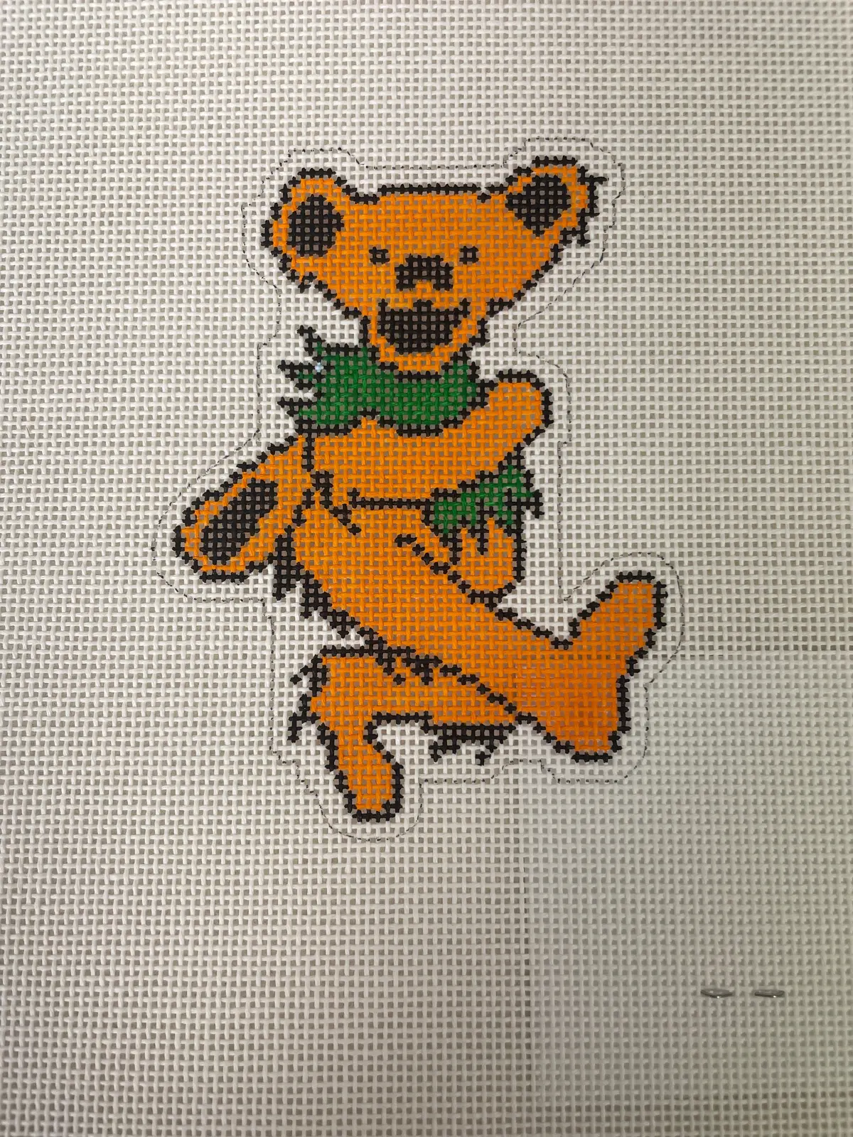 *Elm Tree Needlepoint Designs Xc122c Christmas Grateful Dead Bear-Orange 1