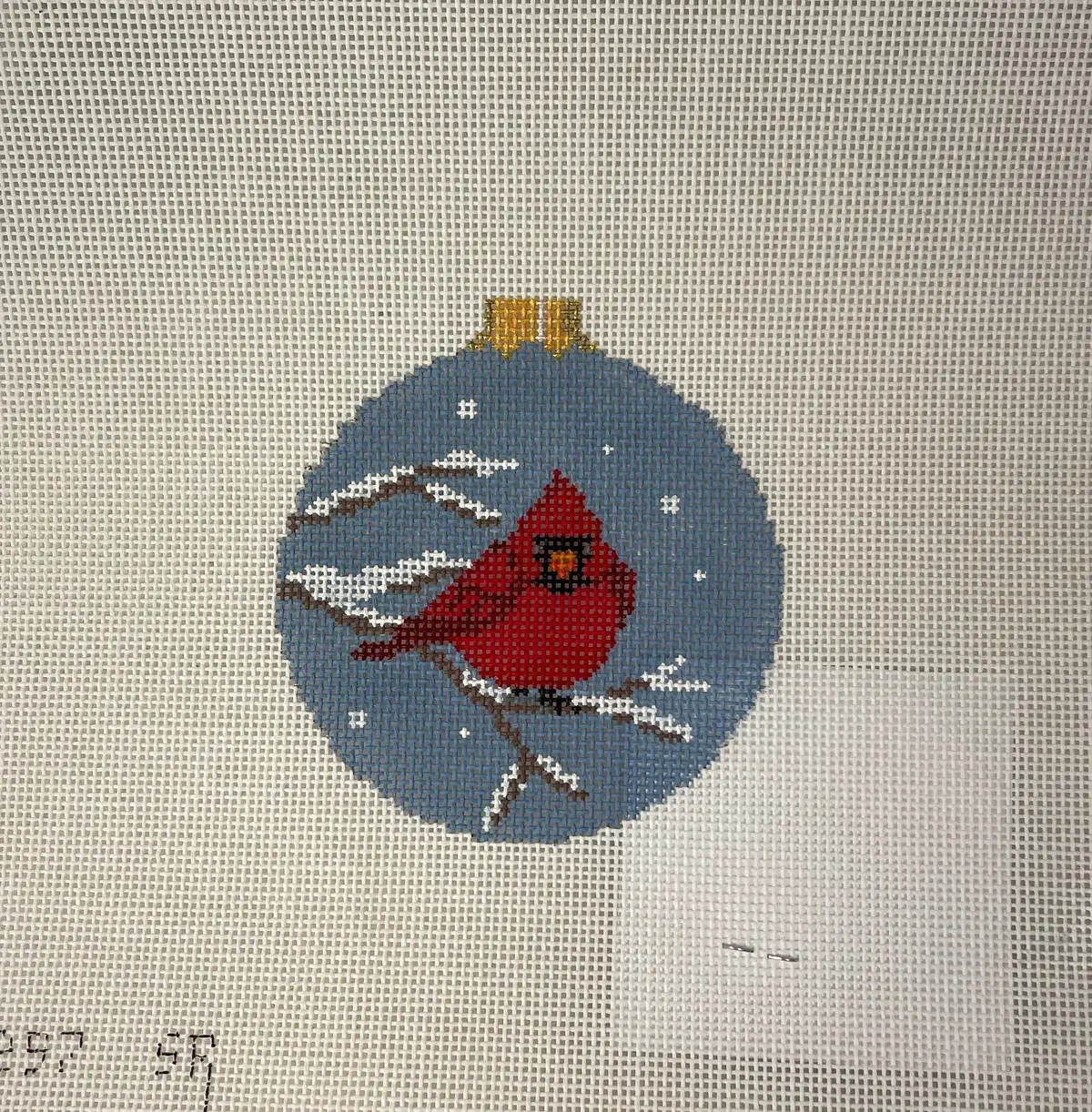 * Susan Roberts Needlepoint 7257 Puffed Cardinal Round 1