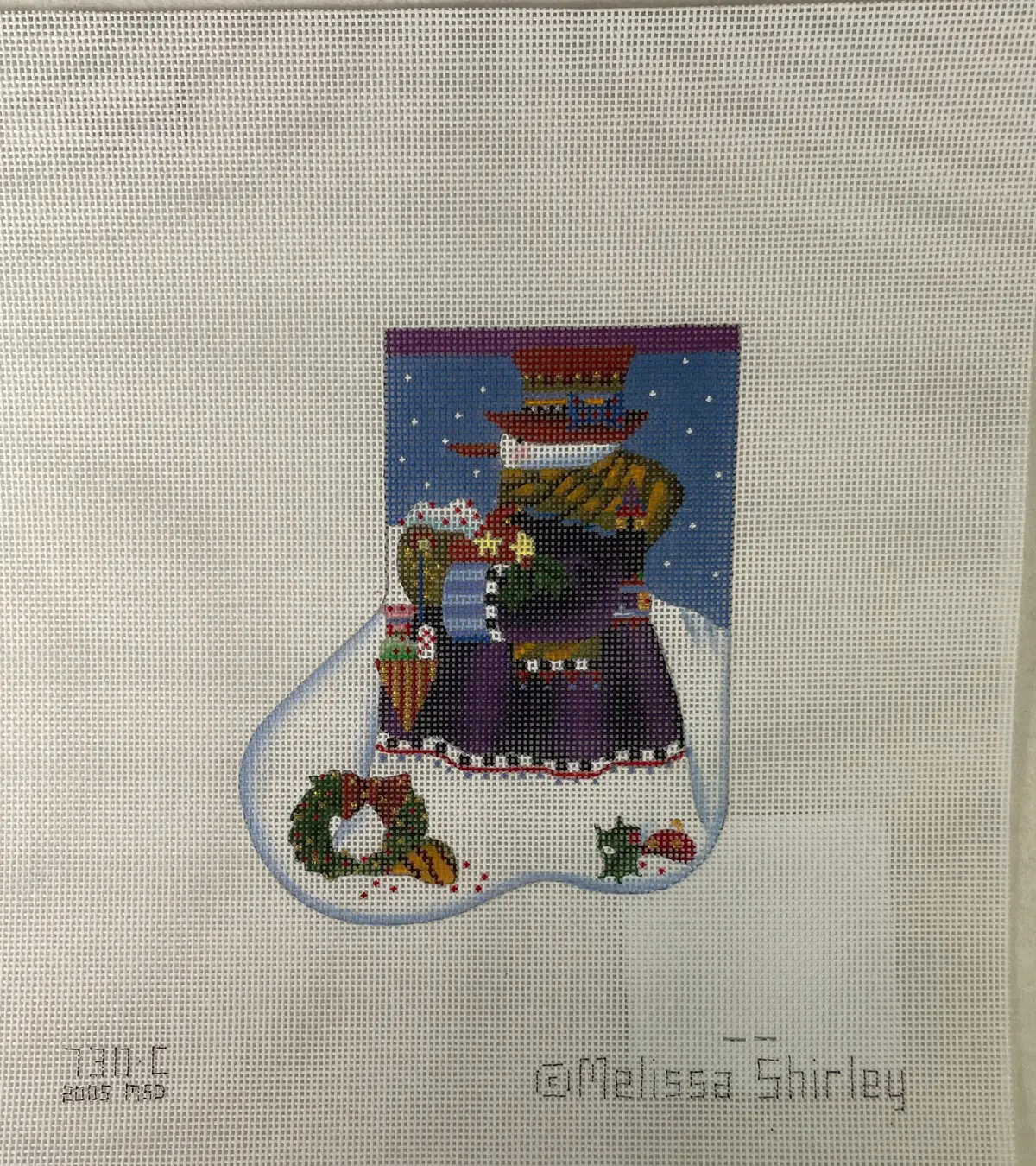 * Melissa Shirley 730C Fancy Snowman Mini Stocking 1