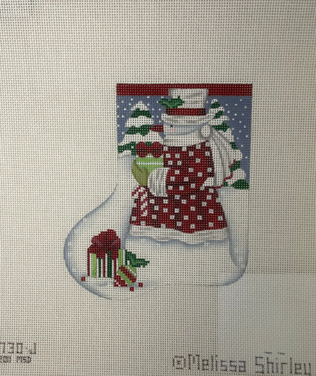 Melissa Shirley 730J Classic Snowman Mini Stocking 1
