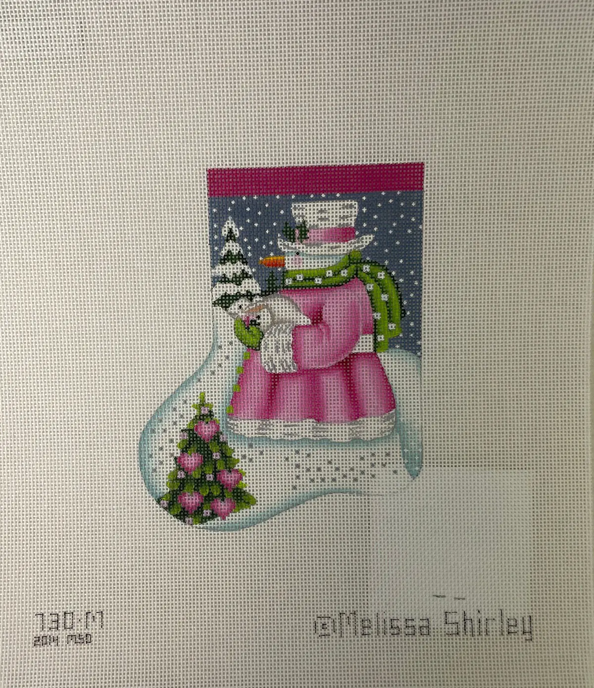 * Melissa Shirley 730M Pink Snowman Mini Stocking 1